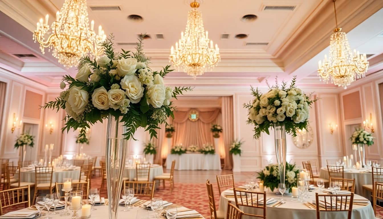 Stunning Wedding Event Space Jacksonville showcasing an elegant setup with floral decorations.