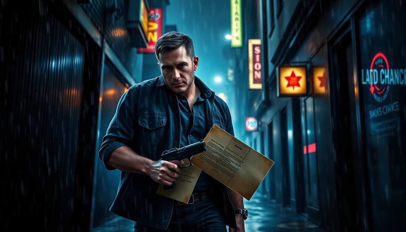 A Deadly Chance thriller book cover featuring Chance Freeman, a former LAPD officer in a dark alley.