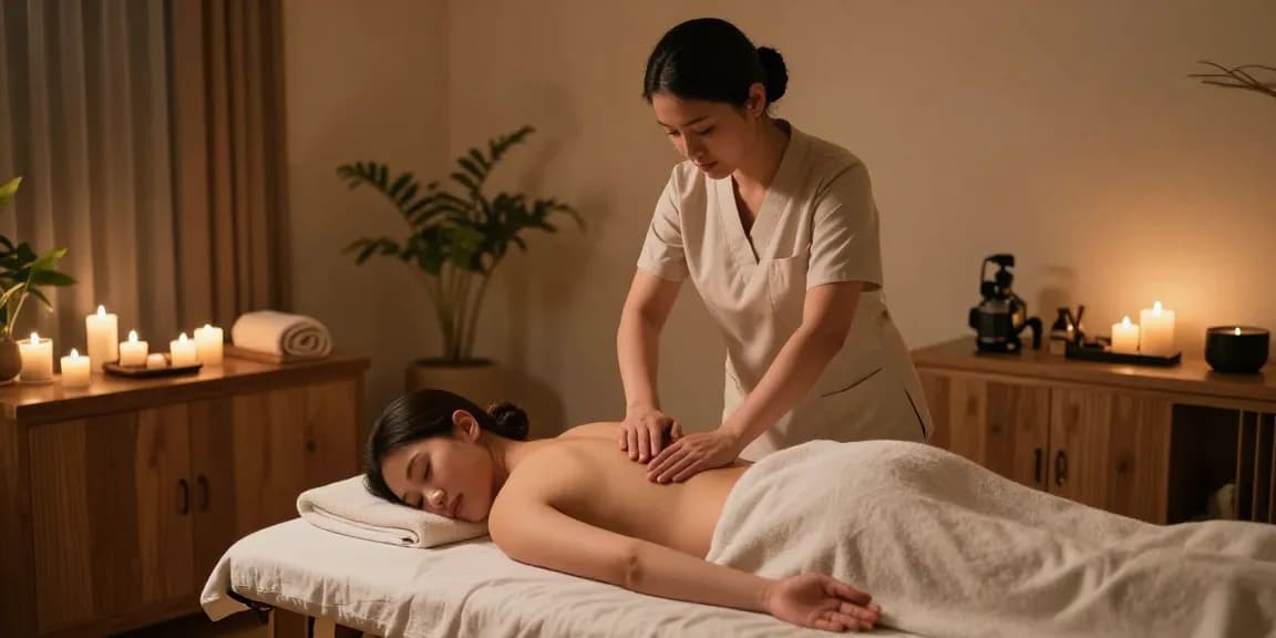 Swedish massage therapy session at a spa showcasing relaxing ambiance and professional touch, find more at https://www.makangs.com/region/국내/서울-/마사지-스웨디시.