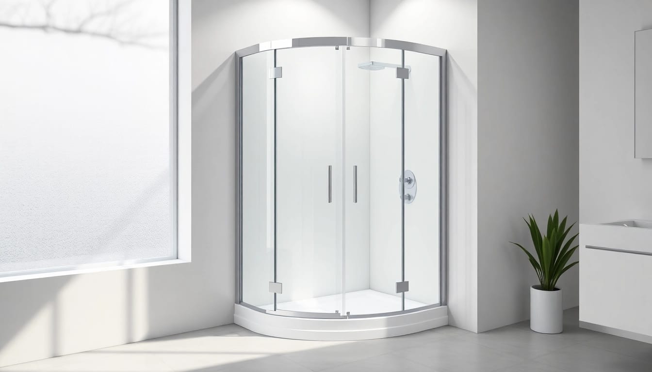 Duschkabine 90x90 komplett in modernem Badezimmer, stilvolle Glasdesign und elegante Armaturen.