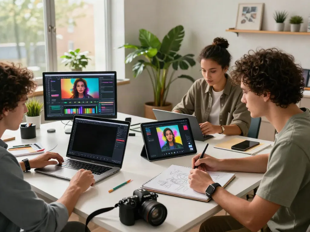 Typeshutter collaboration in a creative workspace showing AI photography tools
