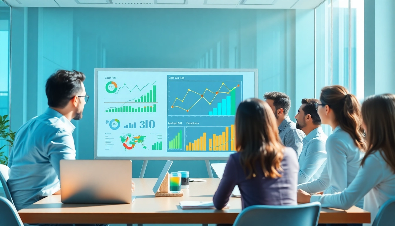 Analyze growth strategy trends in a collaborative business meeting with diverse team members.