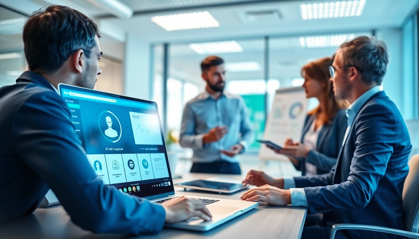Engaged professionals using an assistant for enterprise to enhance teamwork and productivity.