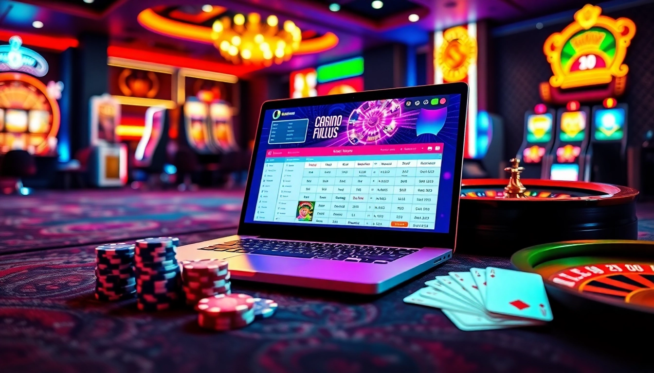 Découvrez l'excitation du casino en ligne Français avec des jetons de poker et des cartes sur une table de casino de luxe.