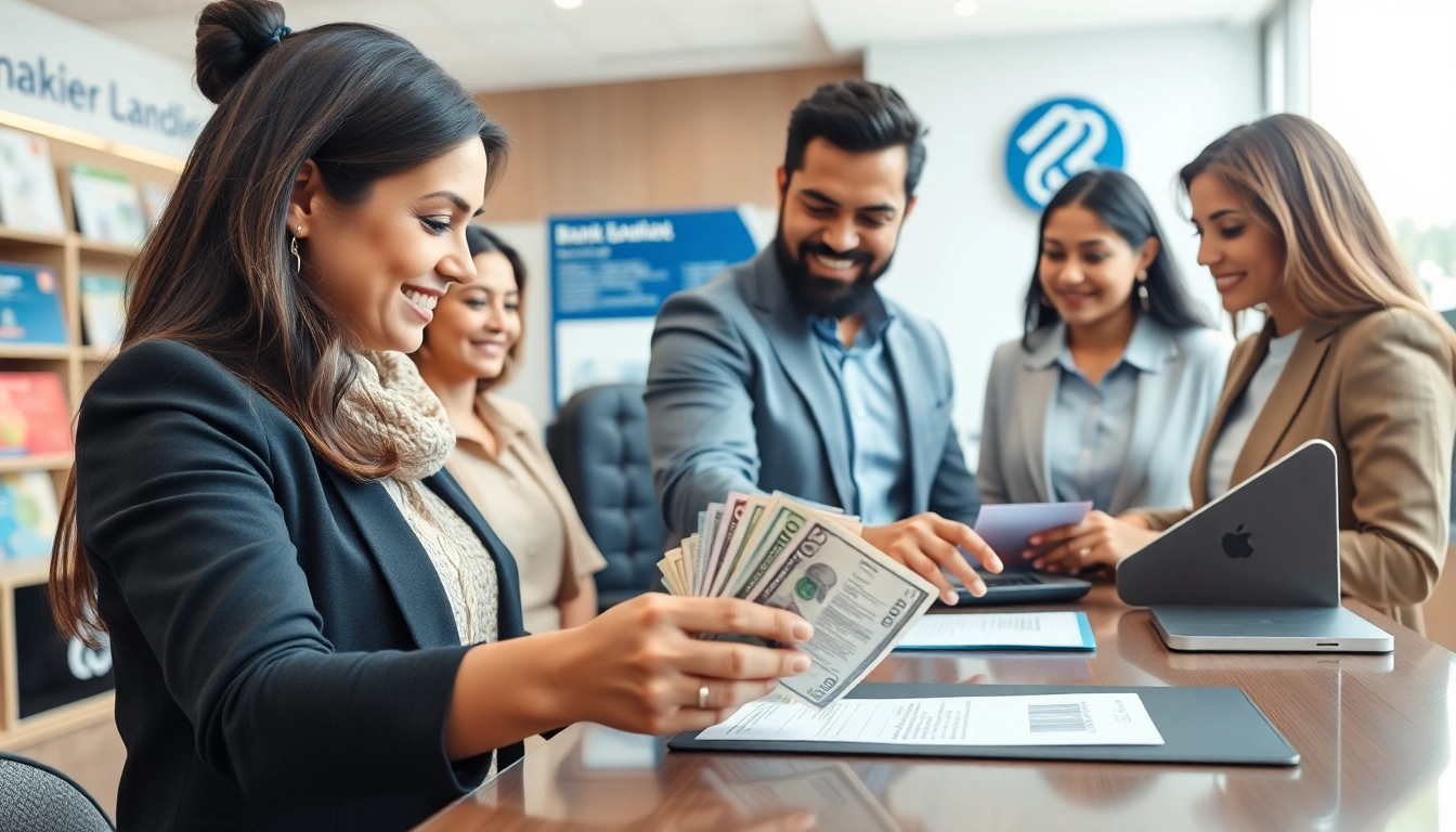 Mendeposit 1k dengan aman di bank bersama teller yang membantu.