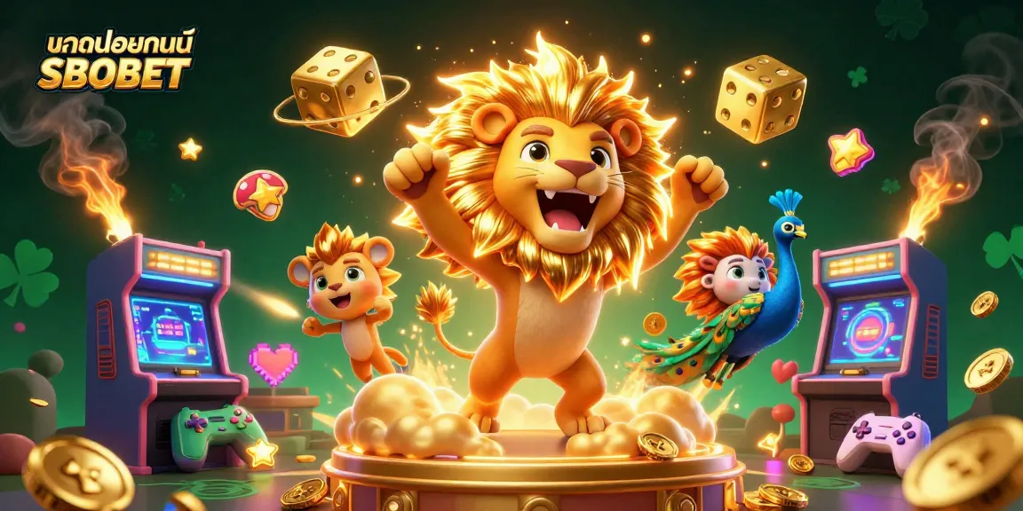 Experience แทงบอลออนไลน์ SBOBET through this vibrant, dynamic 3D illustration depicting exciting sports betting action.