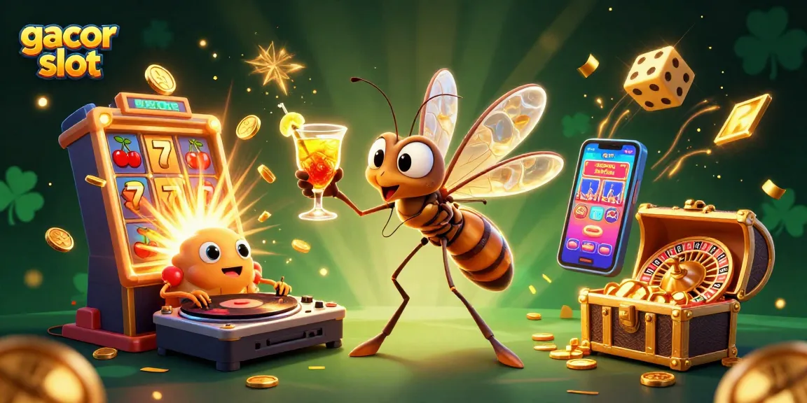 Experience gacor slot excitement with a lively 3D casino scene featuring unique characters and dynamic gaming elements.
