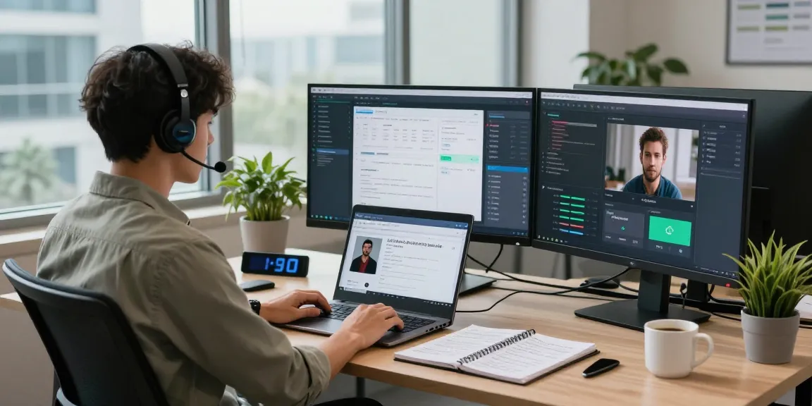 AI image detector dashboard in a professional content moderation workspace with dual monitors and real-time analytics