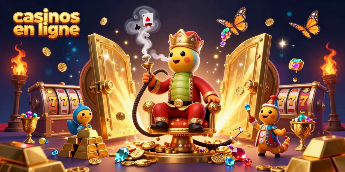 Profitez des casinos en ligne avec une illustration captivante d'une scène de jeu dynamique.
