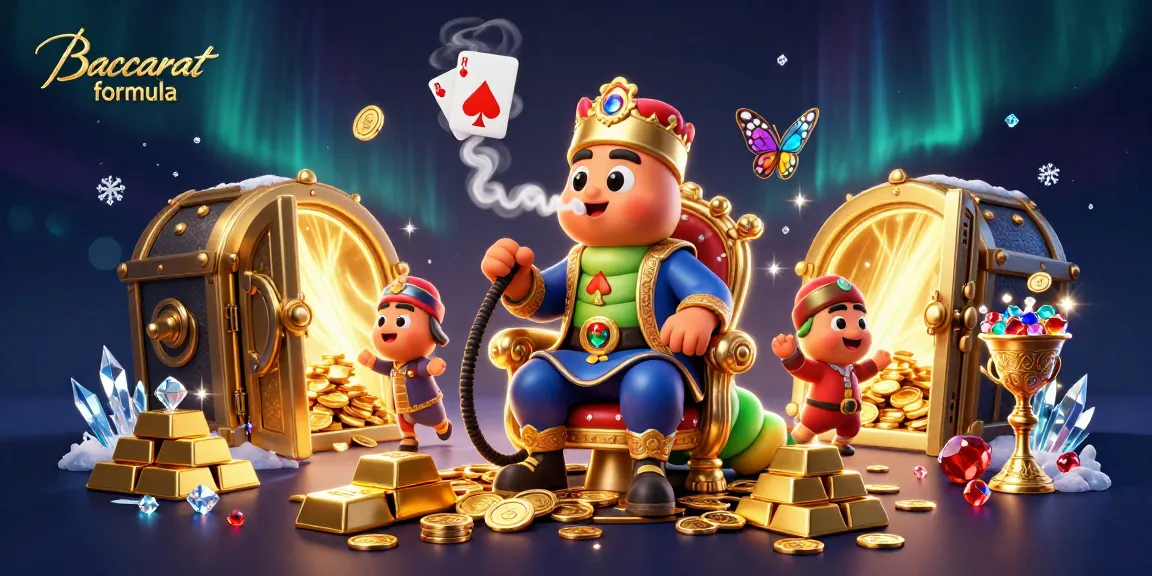 Engage with the Baccarat formula in this vibrant 3D illustration of a unique casino scene.