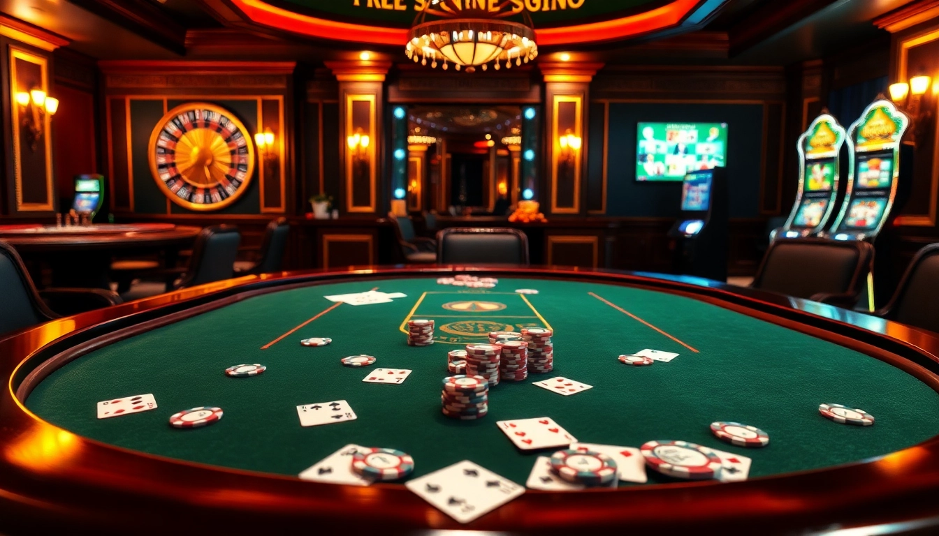 Vivez l'excitation du casino en ligne France avec une scène de table de poker sophistiquée mettant en avant des jetons et des cartes élégants.
