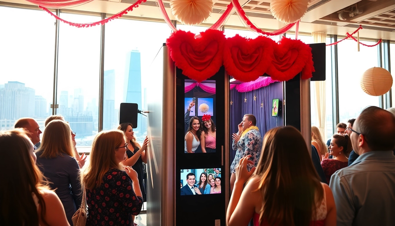 Guests enjoying a photo booth chicago experience at a lively Chicago event.