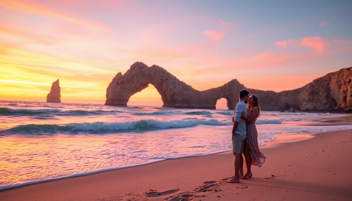 Romantic beach scene featuring things to do in Cabo San Lucas during sunset.