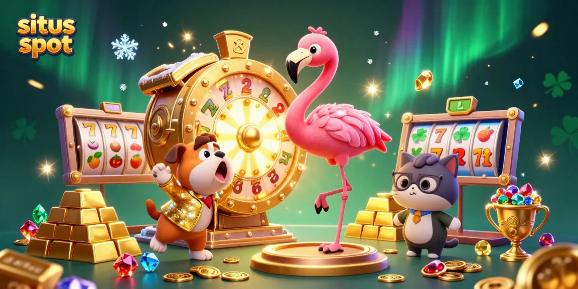 Engage in exciting situs slot gameplay with vibrant characters and jackpot elements in a dynamic casino scene.