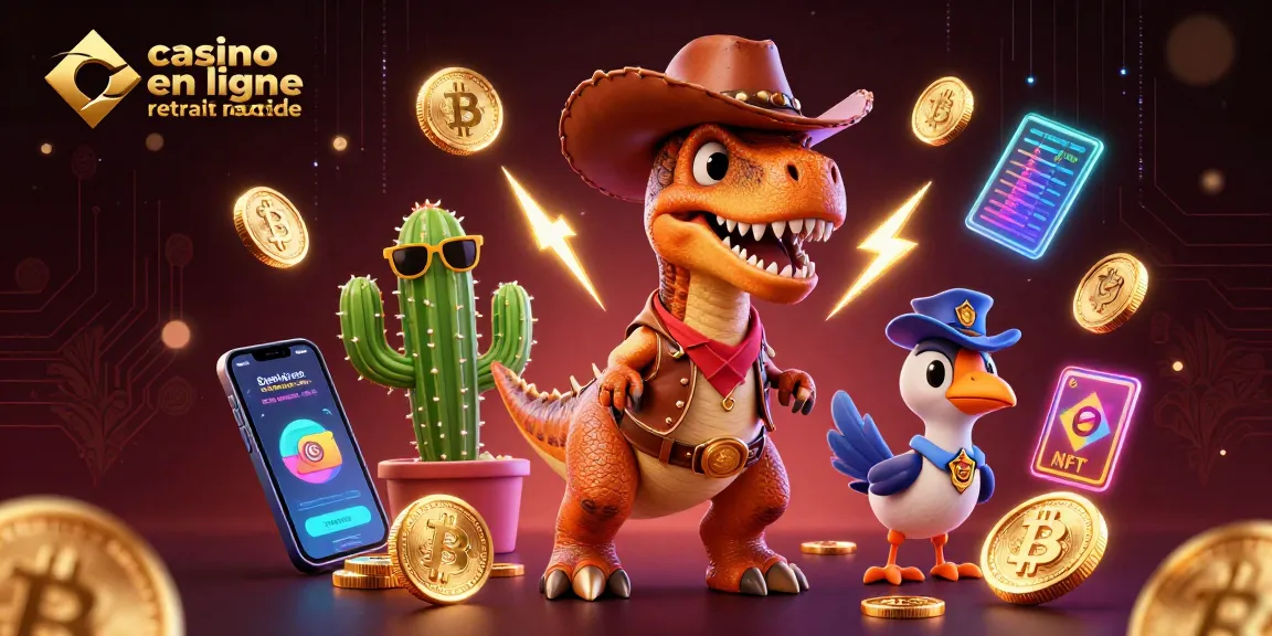 Jouez au casino en ligne retrait rapide avec des personnages colorés et des éléments de cryptomonnaie modernes.