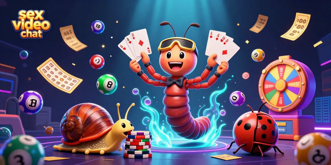 Engage in immersive sex video chat with vibrant casino elements and cartoon characters in a lively scene.
