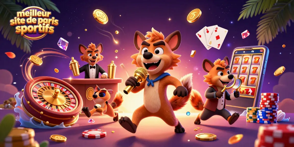 Une illustration 3D représentant le meilleur site de paris sportifs avec des hyènes animées en club de casino, mélangeant l'humour et le jeu.