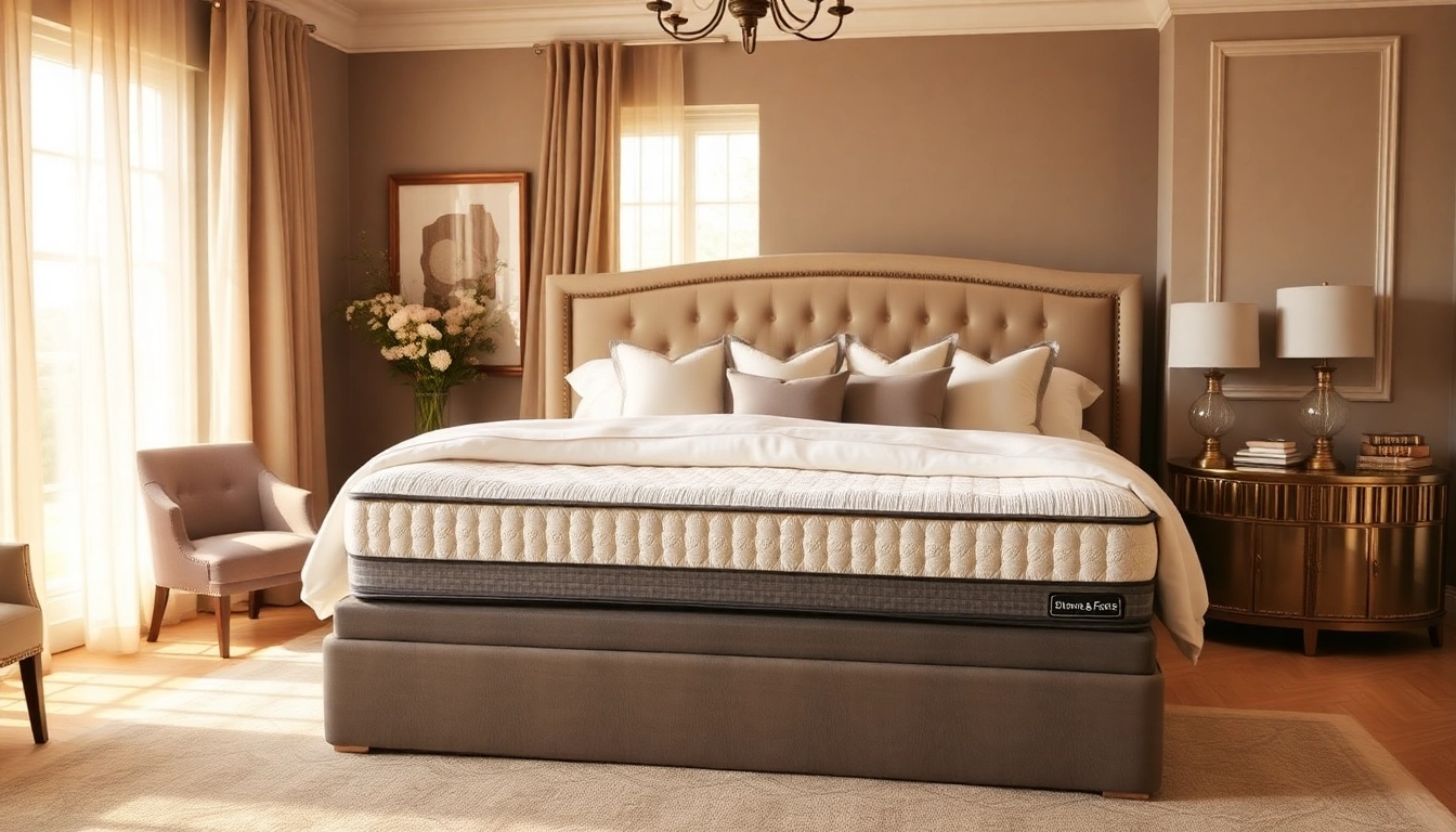 Luxurious Stearns and Foster mattress and box spring set in an elegantly designed bedroom, showcasing comfort.