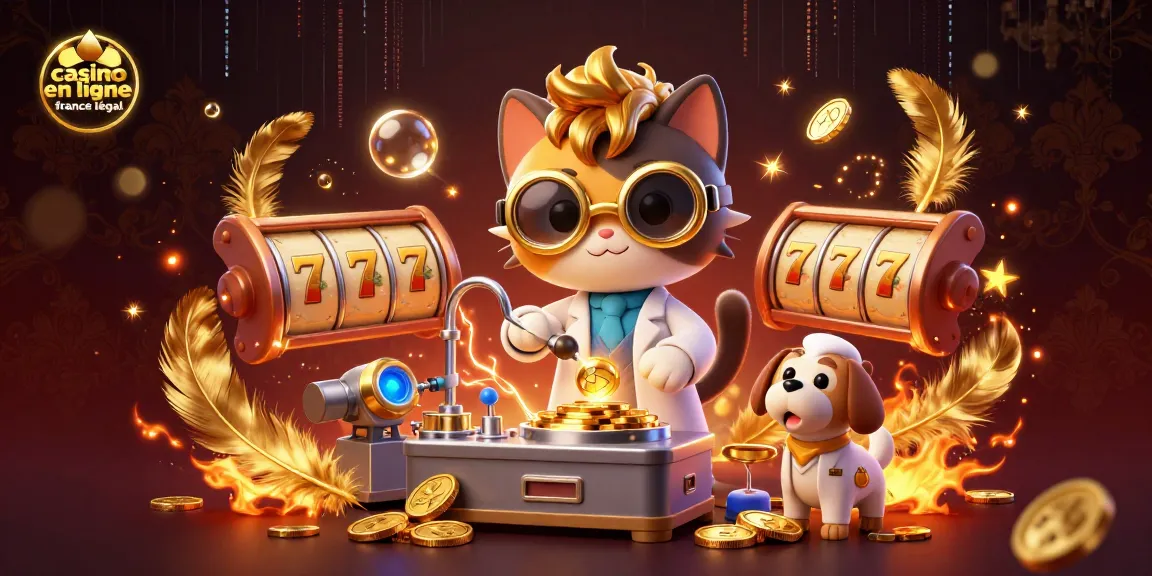 Jouez au casino en ligne France légal avec une illustration colorée de personnages jouant et créant des pièces d'or.
