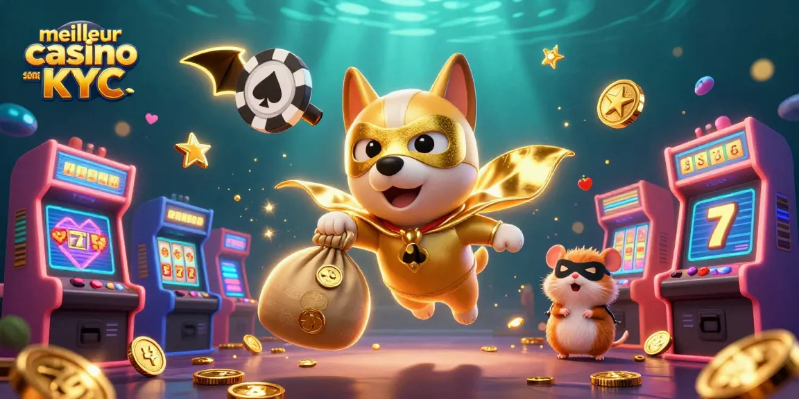 Visuellement captivant, le meilleur casino sans KYC s'illustre avec un chien super héros et un hamster, offrant une expérience de jeu unique.