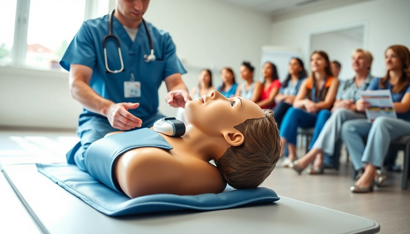 Demonstrating the choking rescue device in a training session with a healthcare professional.