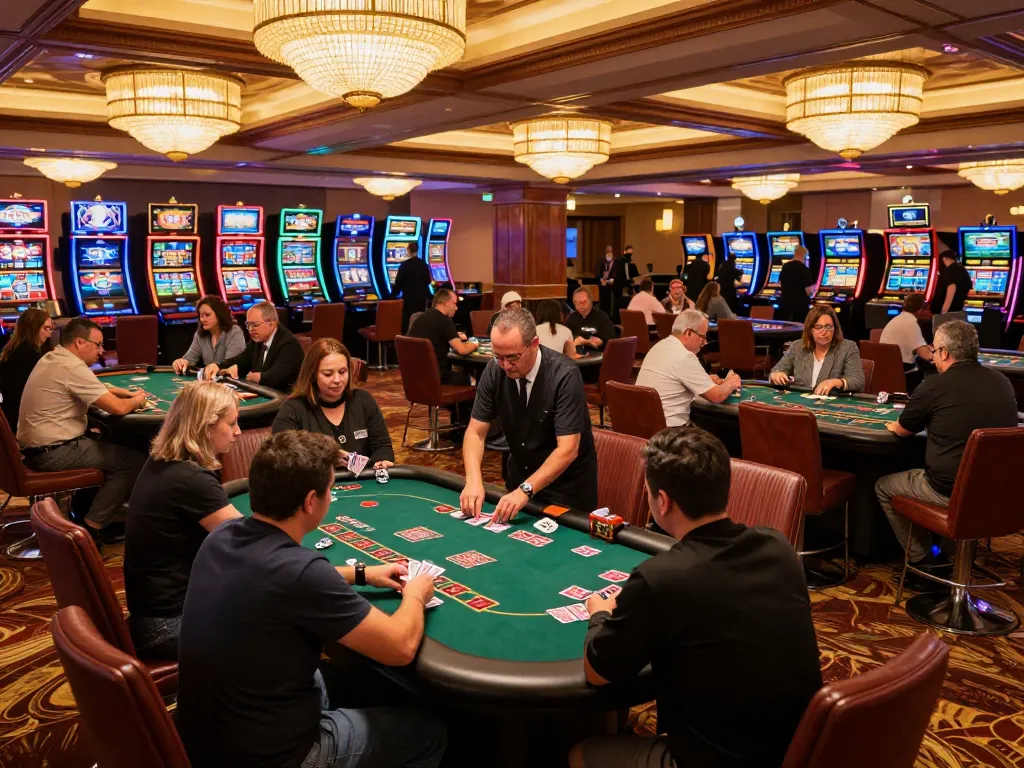 Players engaging at blackjack tables in a vibrant casino esteri che accettano italiani, creating a lively atmosphere.