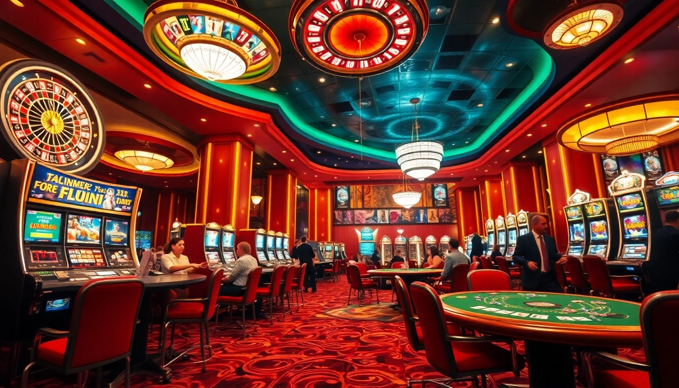 Joueurs de casino en ligne France profitant d'une roue de roulette vibrante au milieu d'intérieurs de casino luxueux.