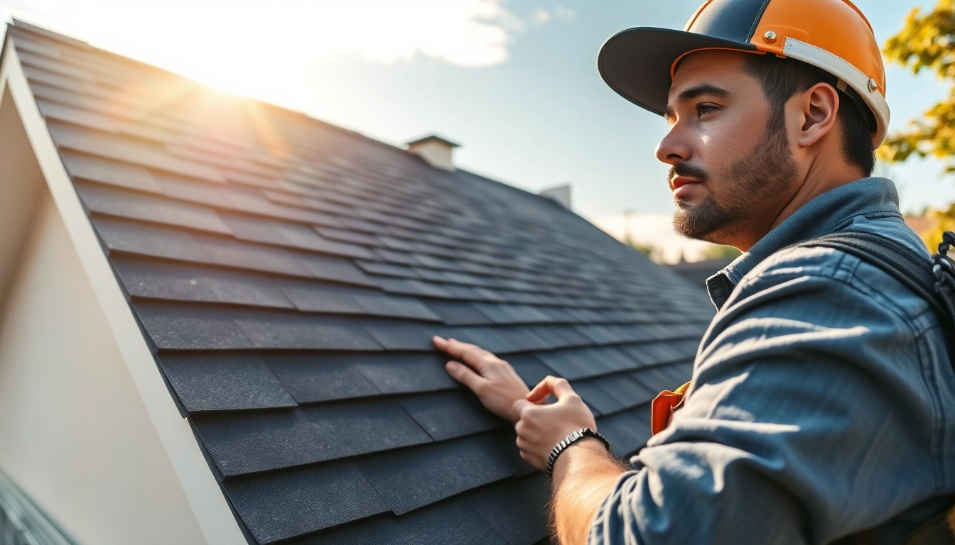 Showcase of reliable roofing services with professionals inspecting quality roofs in a bright setting.