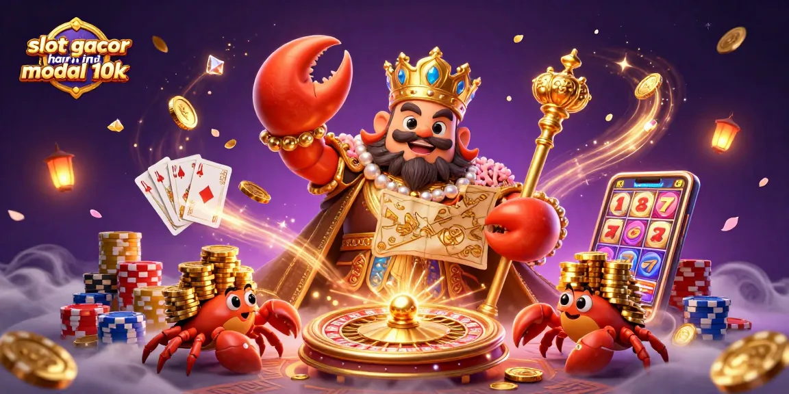 Spin the reels of slot gacor hari ini modal 10k with a vibrant golden crab emperor scene filled with jackpots and treasures.