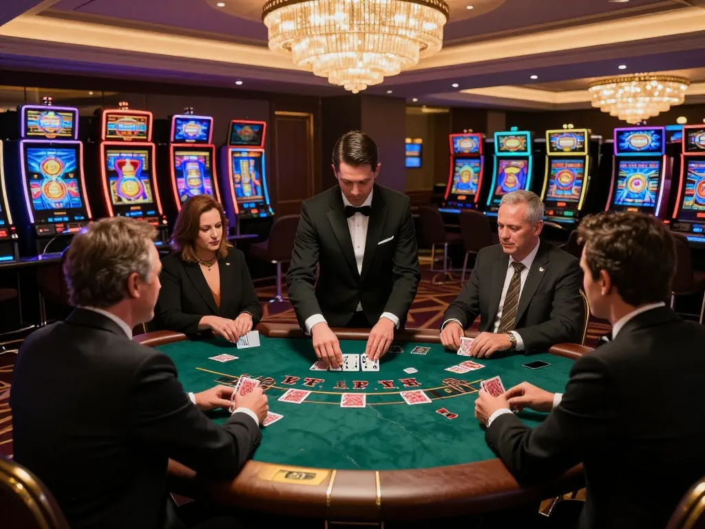Players enjoy live blackjack at Spin Panda Casino, highlighting the vibrant casino atmosphere and engaging gameplay