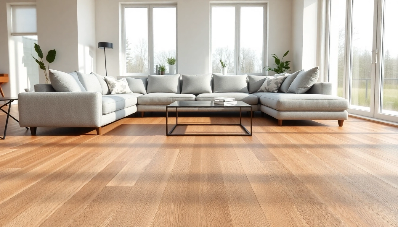 Enhance your interior with lvp flooring in a stylish living room setting showcasing light gray tones.
