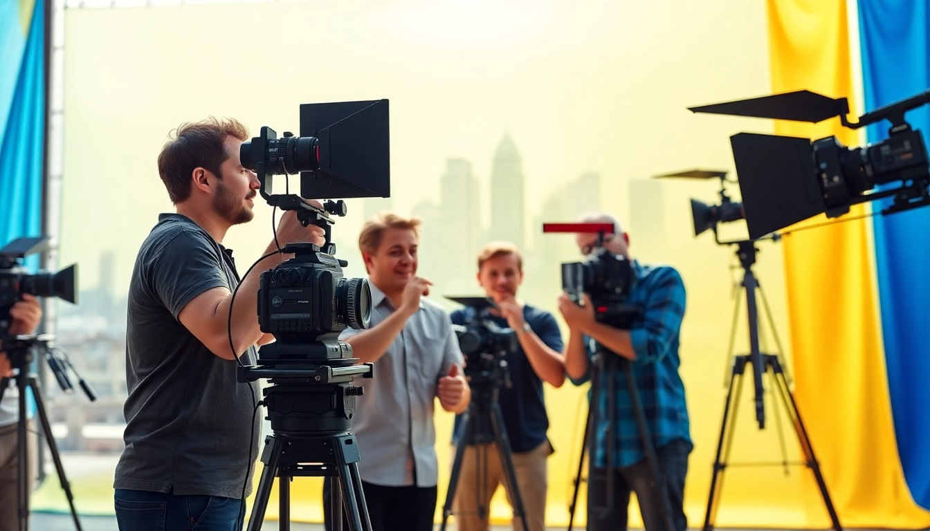 Edmonton production companies collaborating on dynamic film set with vibrant equipment.