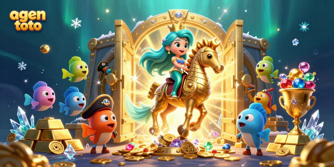 Play to win at agen toto with vibrant mermaid-themed treasure featuring gold and jewels.