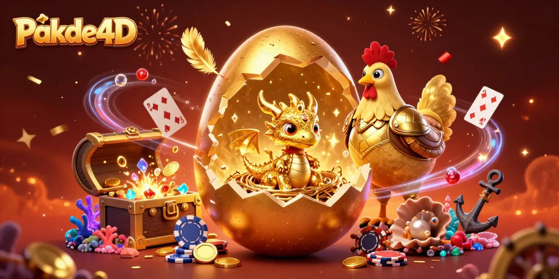 Experience thrilling wins with Pakde4D's vibrant 3D illustration showcasing a golden dragon amidst poker chips.