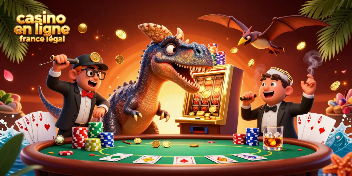 Le pachycéphalosaurus frappe une machine à sous pour gagner un jackpot, illustrant l'importance d'un casino en ligne France légal.