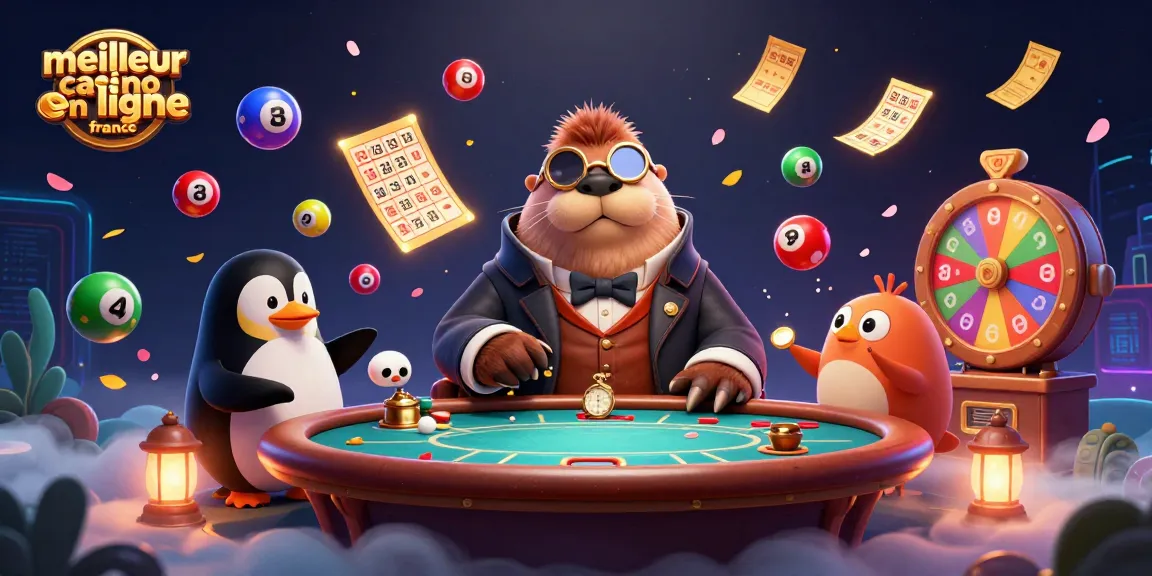 Gagnez aux jeux dans le meilleur casino en ligne France avec une illustration animée captivante.
