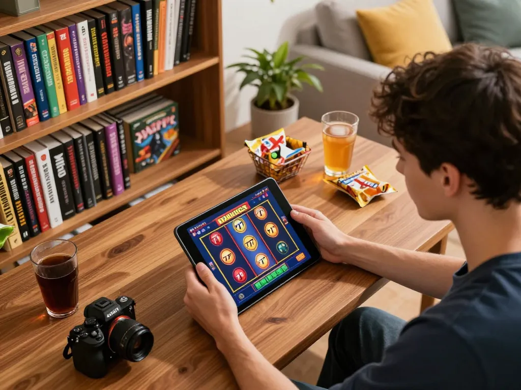 Engaging gameplay on slot gacor 777 displayed on a tablet in a cozy home setting.