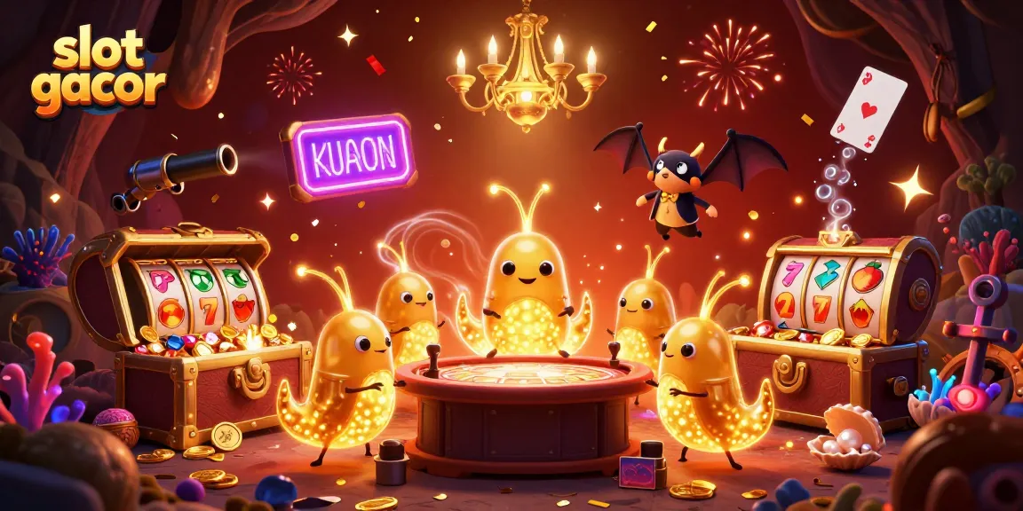 Experience exciting slot gacor action in a vibrant cave casino illuminated by bioluminescent glowworms.