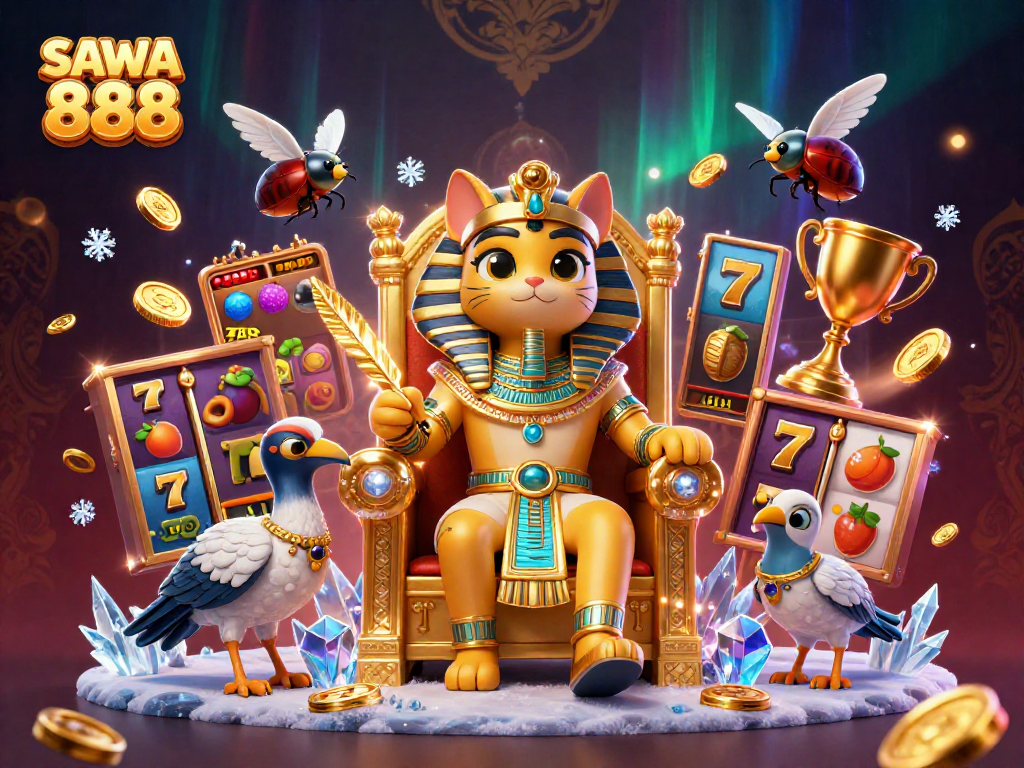 Play exciting slot games at SAWA 888 with a unique Egyptian theme featuring dynamic elements and vibrant colors.