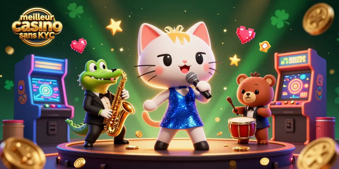 Visez les meilleures expériences de jeu au meilleur casino sans KYC avec des personnages animés dans une scène dynamique.
