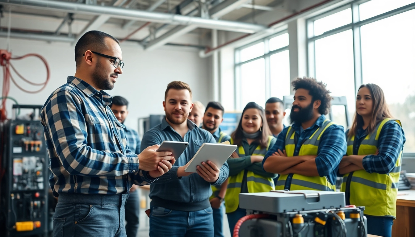 Apprenticeship training in electrical apprenticeship with skilled mentorship in a vibrant classroom.