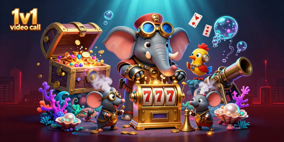 Engage in an exciting 1v1 video call experience with lively gambling elements in a dynamic steampunk scene.