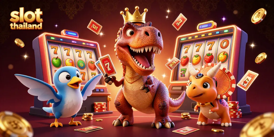 Engaging illustration showcasing slot thailand experience with vibrant slot reels and dynamic characters.