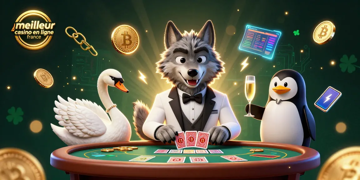 Visitez le meilleur casino en ligne France avec une scène animée de jeux de cartes et de luxe.