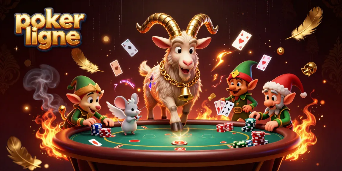 Participer à une partie de poker en ligne avec le Krampus festif et des gremlins volant des jetons.