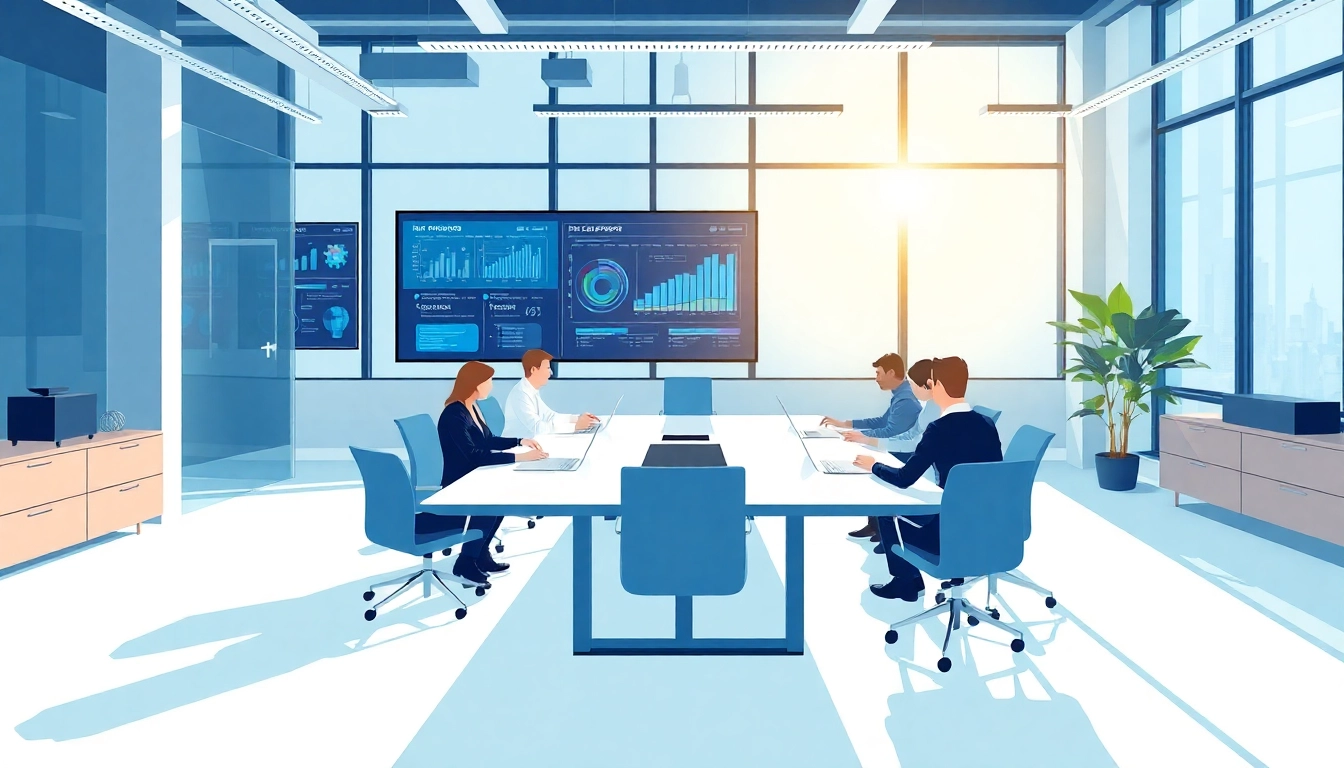 Team collaborating on managed it services lakeland in a modern office.