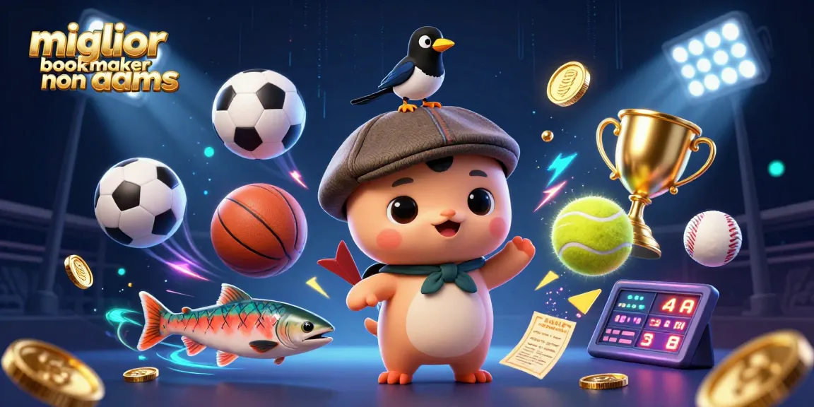 Scopri il miglior bookmaker non AAMS con un'affascinante illustrazione 3D di personaggi giocosi e sportivi.