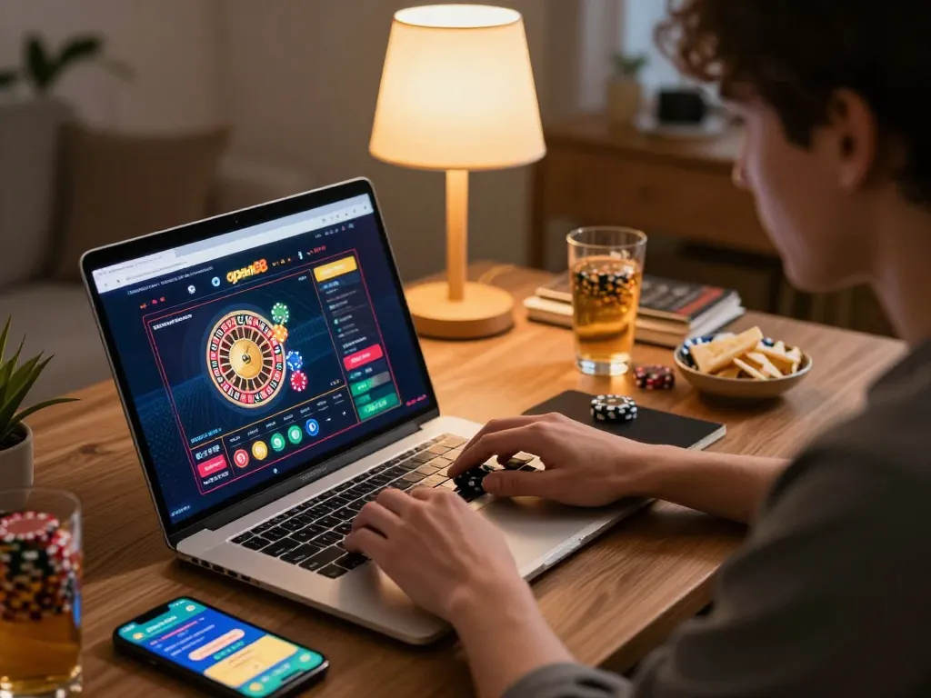 Engaging roulette game on open88 platform during cozy online casino night