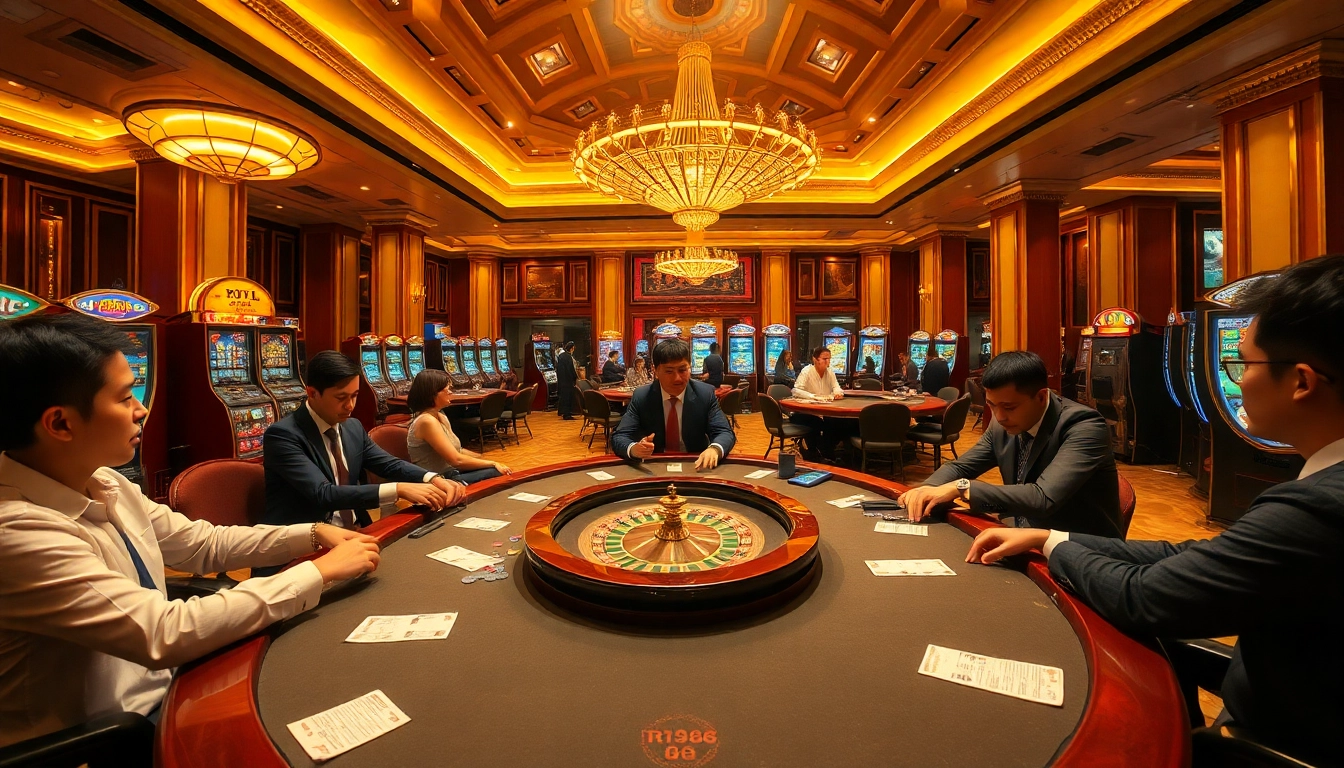 Experience the thrill at trang chủ rr88 with vibrant casino tables and excited players.