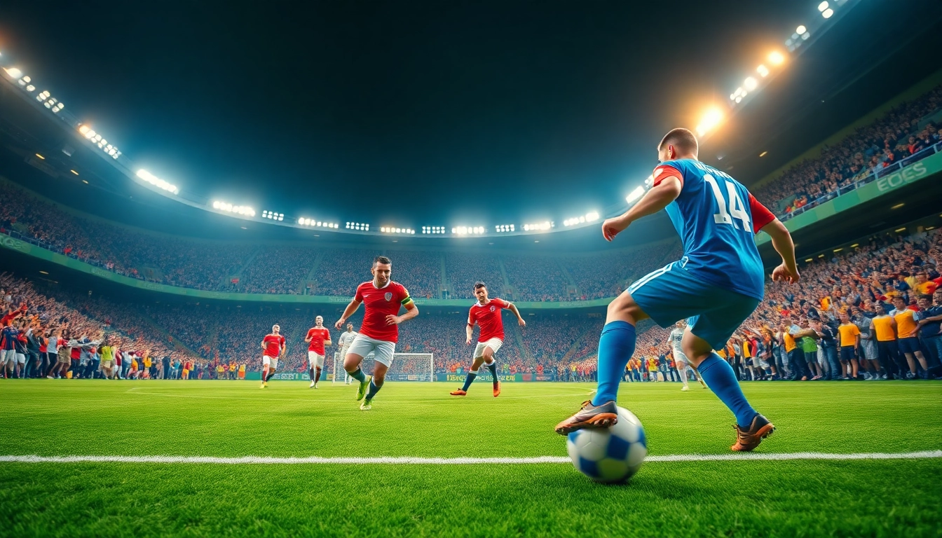 해외축구중계 중 선수들이 열띤 경기를 펼치는 모습